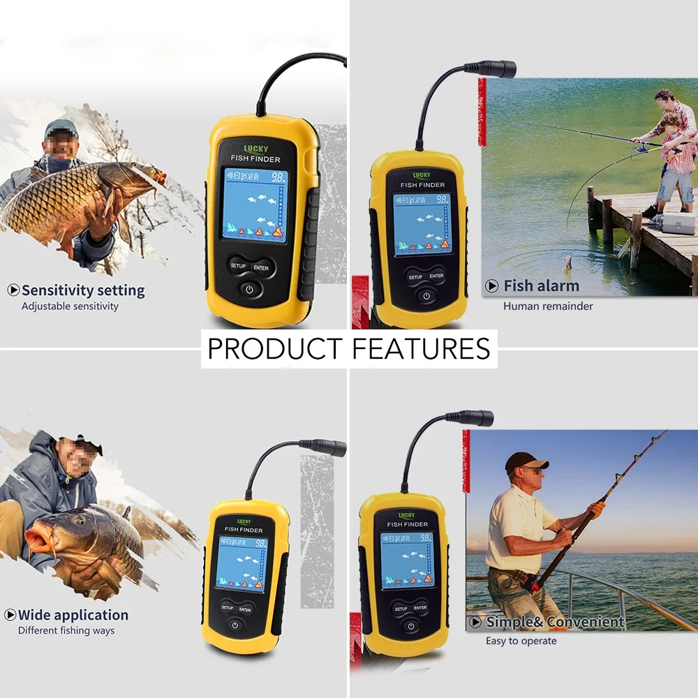 Lucky LCD Color Screen Portabl - Fish Finder Transducer recension och pris