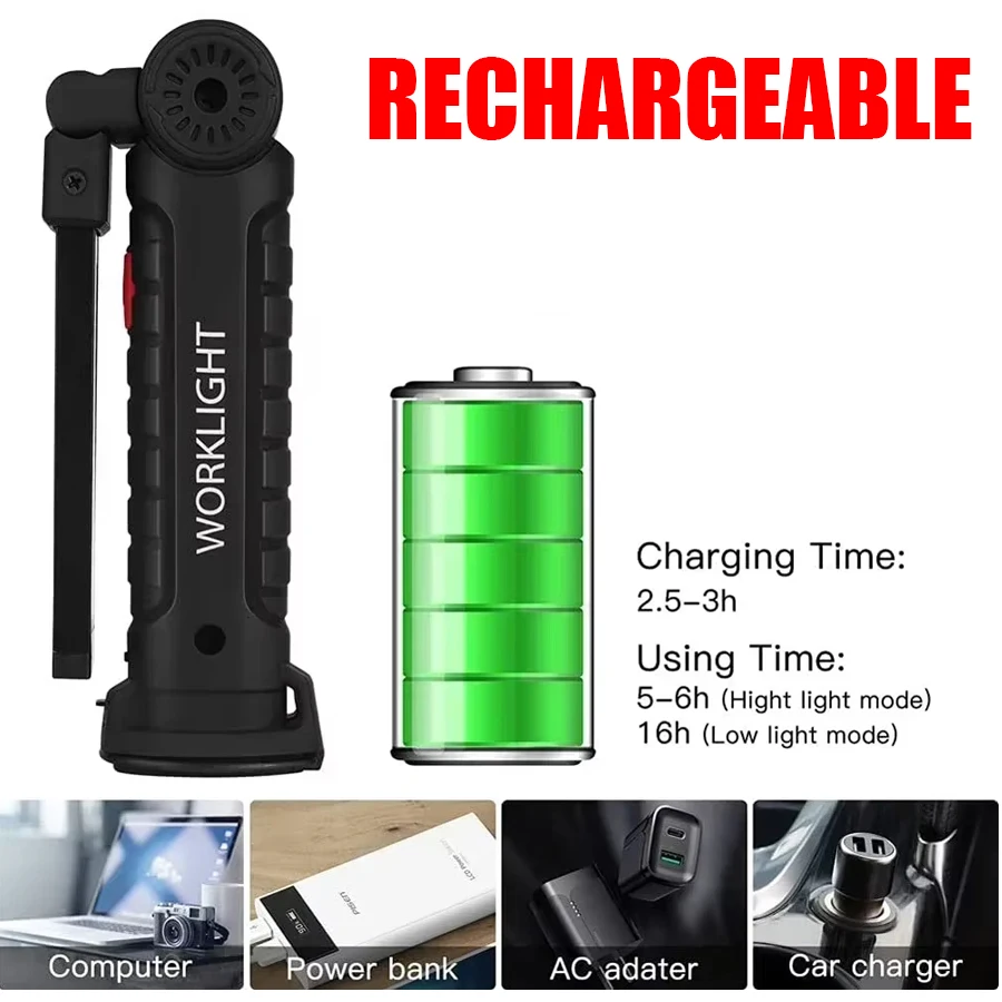 Rechargeable Magnetic Work Lig - Fishing Light recension och pris