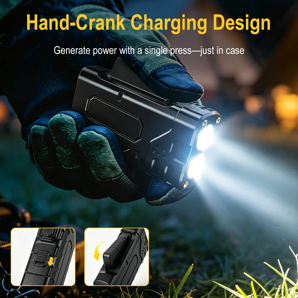 BORUIiT Hand Crank EDC LED Fla - Fishing Light recension och pris
